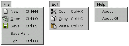 The Application example's menu system