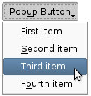 Screenshot of a Cleanlooks style push button with popup menu.